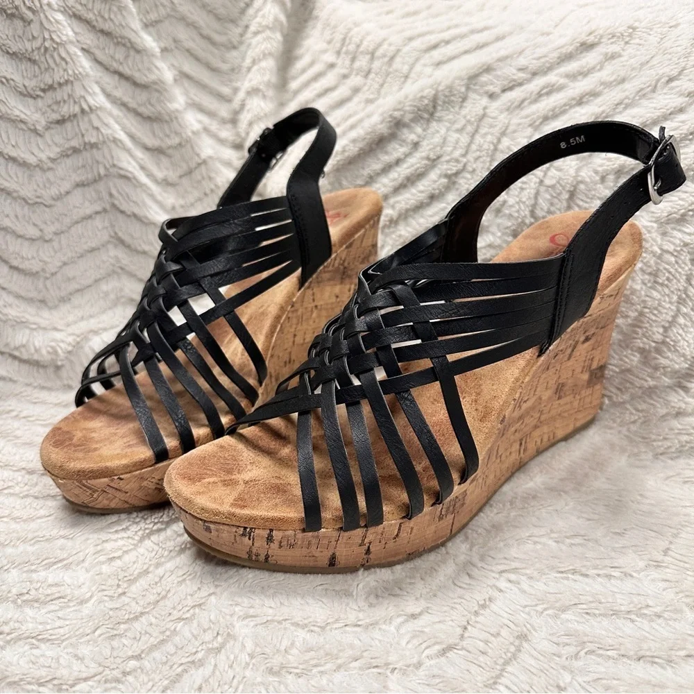 Jelly Pop Platform Black & Cork Sandals / Shoes, 8.5